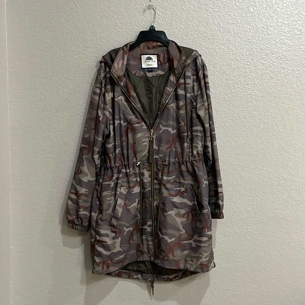 1 Sunset Lane Jacket Green Camo Womens Medium Hooded‎  Pockets